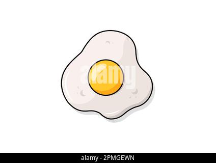 Design piatto a forma di uovo fritto su sfondo bianco Illustrazione Vettoriale