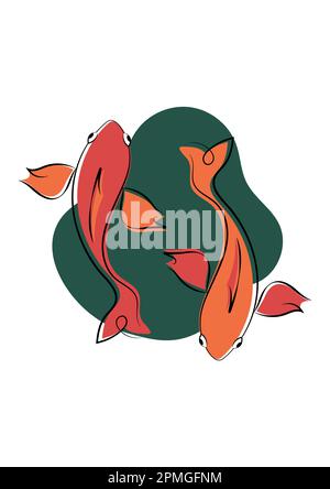 Linea di pesce disegno stile minimo. Disegno a mano astratto minimo Illustrazione Vettoriale