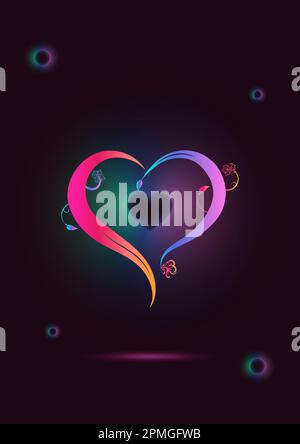 Design del cuore al neon sfumato Illustrazione Vettoriale