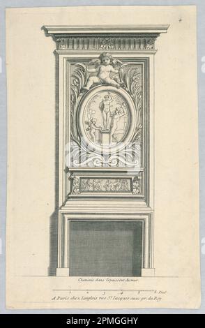 Stampa, Cheminée dans l'epaisseur du Mur, lastra 4 da 'Livre Nouveau de Cheminées'; incisione con incisione su carta; lastra: 27 x 16,9 cm (10 5/8 x 6 5/8 pollici) Carta: 28,5 x 18,4 cm (11 1/4 x 7 1/4 pollici) Foto Stock