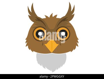 Icona del volto dell'Owl. Animali. Vector Owl Face Illustrazione Vettoriale