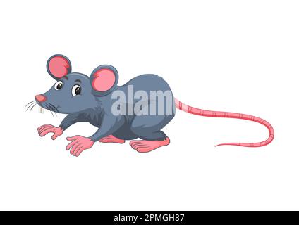 Piccolo mouse isolato su sfondo bianco. Carino ratto piccolo Illustrazione Vettoriale