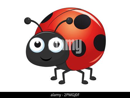 Illustrazione del vettore di caratteri Ladybug. Fumetto ladybug isolato su sfondo bianco Illustrazione Vettoriale