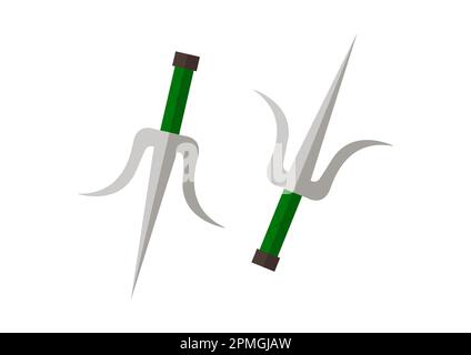 Ninja fork armi isolate su sfondo bianco. Illustrazione vettoriale delle armi Ninja Fork Illustrazione Vettoriale