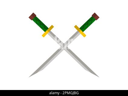 Armi di spada Ninja isolate su sfondo bianco. Illustrazione vettoriale di armi di spada ninja Illustrazione Vettoriale