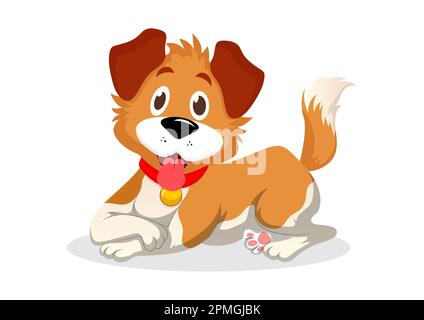 Piccolo cane isolato su sfondo bianco. Cucciolo carino Illustrazione Vettoriale