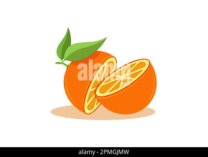 Arancione taglio a metà su sfondo bianco Vector Illustration Illustrazione Vettoriale