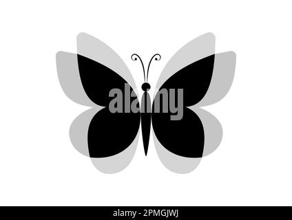 Illusione ottica di icona farfalla nera Vector Illustration isolato su sfondo bianco Illustrazione Vettoriale