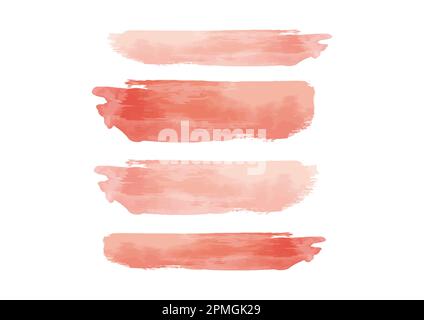 Rosa Red Paint Brushes Collection Illustrazione Vettoriale