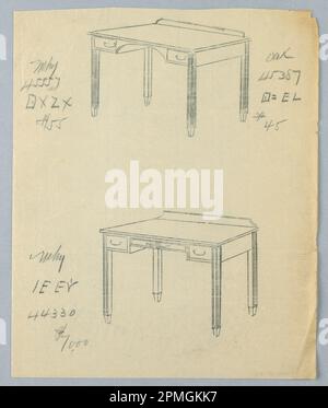 Disegno, tracciatura di disegni alternativi per la scrittura Tabella #45; disegnato da A.N. Davenport Co.; Carbon Tracing e grafite su carta sottile color crema; 26,0 x 21,3 cm (10 1/4 x 8 3/8 pollici) Foto Stock