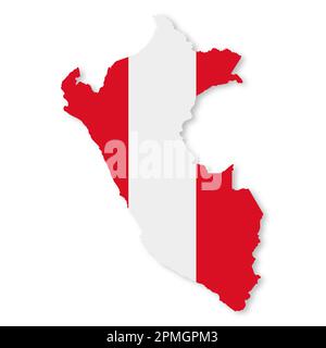 Mappa del Perù su sfondo bianco con illustrazione del tracciato di ritaglio 3D Foto Stock