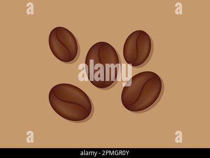 Coffee Beans Clipart Vector realistico Illustrazione Vettoriale