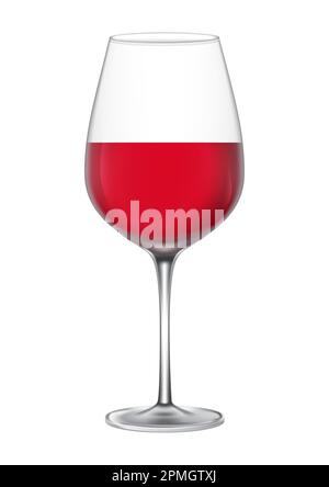 Bicchieri da vino con vino rosso. Illustrazione vettoriale di bicchieri da vino isolati su sfondo bianco Illustrazione Vettoriale