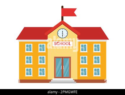 Illustrazione vettoriale dell'edificio della scuola superiore. Vector School Building Illustrazione Vettoriale