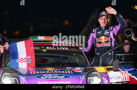 Foto del file datata 21-04-2022 di Craig Breen, famoso campione irlandese di rally, durante l'inizio cerimoniale del WRC Croatia Rally. Durante i test pre-evento per il Rally di Croazia, il famoso campione irlandese di rally Craig Breen è scappato fuori pista e è morto su una strada locale a Golubovac nei pressi di Lobor, in Croazia, il 13 aprile 2023. Breen colpì l'estremità anteriore sinistra di un palo di legno e morì sul posto. Il passeggero James Fulton è rimasto inferito. Breen è stato uno dei più famosi piloti di rally. È figlio di Ray Breen, il campione nazionale irlandese di rally. Ha iniziato il karting all'età di nove anni, e il rally all'età di 17 anni. FR Foto Stock