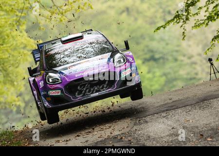 Foto del file datata 21-04-2022 di Craig Breen, famoso campione di rally irlandese, durante il WRC Croatia Rally. Durante i test pre-evento per il Rally di Croazia, il famoso campione irlandese di rally Craig Breen è scappato fuori pista e è morto su una strada locale a Golubovac nei pressi di Lobor, in Croazia, il 13 aprile 2023. Breen colpì l'estremità anteriore sinistra di un palo di legno e morì sul posto. Il passeggero James Fulton è rimasto inferito. Breen è stato uno dei più famosi piloti di rally. È figlio di Ray Breen, il campione nazionale irlandese di rally. Ha iniziato il karting all'età di nove anni, e il rally all'età di 17 anni. Dal 2019 al 2021, egli dro Foto Stock