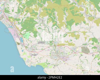 Bridgend, regione del Galles - Gran Bretagna. Aprire la mappa stradale Foto Stock