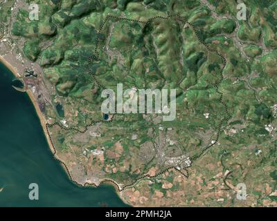 Bridgend, regione del Galles - Gran Bretagna. Mappa satellitare a bassa risoluzione Foto Stock