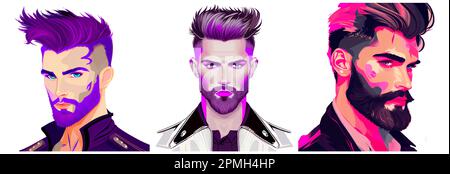 illustrazione vettoriale set orizzontale di persone omosessuali isolate su sfondo bianco Illustrazione Vettoriale