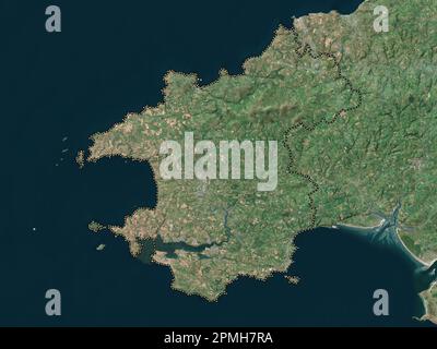 Pembrokeshire, regione del Galles - Gran Bretagna. Mappa satellitare a bassa risoluzione Foto Stock