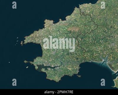 Pembrokeshire, regione del Galles - Gran Bretagna. Mappa satellitare ad alta risoluzione Foto Stock