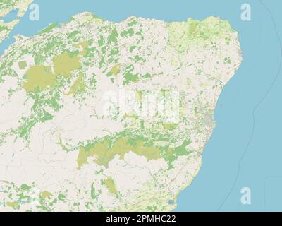 Aberdeenshire, regione della Scozia - Gran Bretagna. Aprire la mappa stradale Foto Stock