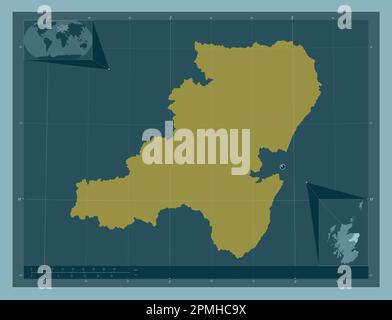 Aberdeenshire, regione della Scozia - Gran Bretagna. Forma a tinta unita. Mappe delle posizioni ausiliarie degli angoli Foto Stock