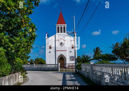 Chiesa cattolica, Avatoru, atollo di Rangiroa, Tuamotus, Polinesia francese, Pacifico del Sud, Pacifico Foto Stock