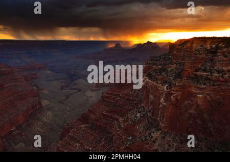 Tempeste sul margine sud, da Cape Royal, dal margine nord, dal Grand Canyon, dal Parco Nazionale del Grand Canyon, sito patrimonio dell'umanità dell'UNESCO, Arizona Foto Stock