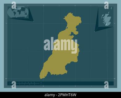 Ayrshire meridionale, regione della Scozia - Gran Bretagna. Forma a tinta unita. Mappe delle posizioni ausiliarie degli angoli Foto Stock