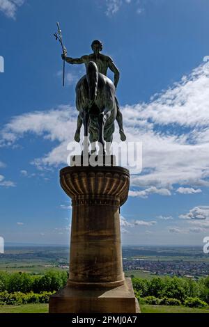 Figura equestre Vittoria e Monumento alla Pace, Edenkoben, Palatinato Meridionale, Palatinato, Renania-Palatinato, Germania Foto Stock
