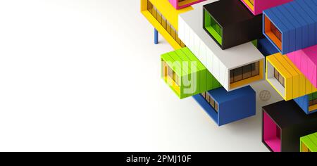 Layout del modello con contenitori modulari a colori Foto Stock