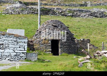 Beehive Huts, Beehive Huts, Fahan, Penisola di Dingle, Irlanda Foto Stock