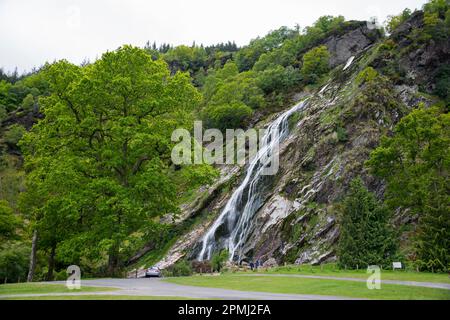 Cascate di Powerscourt, cascata, fiume Dargle, vicino Enniskerry, Contea di Wicklow, Irlanda Foto Stock