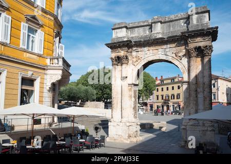 Arco Sergiano Romano, Arco Trionfale del, Pola, Istria, Croazia Foto Stock