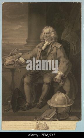 Stampa, Ritratto del capitano Thomas Coram (1668-1751); dopo William Hogarth (inglese, 1697 - 1764); incisione a piolo con incisione su carta; 54,8 x 34,4 cm (21 9/16 x 13 9/16 pollici); 1902-19-6 Foto Stock