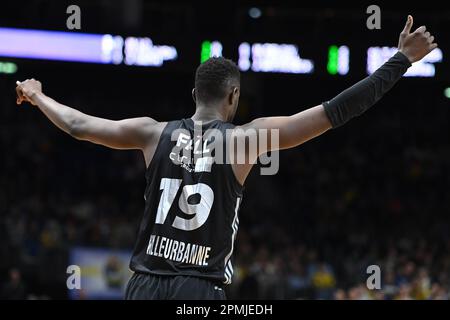 Berlino, Germania. 13th Apr, 2023. Berlino, Germania. Aprile 13th 2023: Youssoupha Fall (19) di ASVEL Villeurbanne durante il gioco Eurolega - ALBA Berlino / ASVEL Villeurbanne - Mercedes Benz Arena. Berlino, Germania. (Ryan Sleiman /SPP) Credit: SPP Sport Press Photo. /Alamy Live News Foto Stock