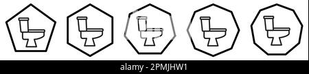 Icona della toilette in poligoni con diversi numeri di bordi Illustrazione Vettoriale