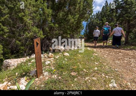 Segnavia sul sentiero Afrodite sulla penisola di Akamas, Cipro. Il sentiero è ben segnalato Foto Stock