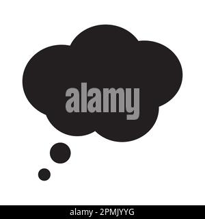 Icona piatta con icona a forma di pensiero nero su sfondo chiaro. Illustrazione del vettore piatto. Icona Chat Illustrazione Vettoriale