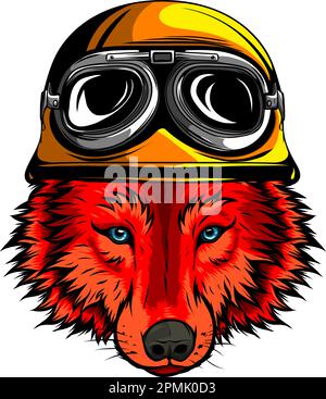 illustrazione vettoriale del disegno digitale della mascotte della testa del lupo Illustrazione Vettoriale