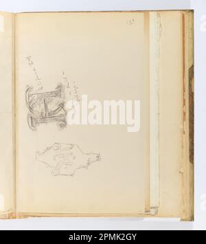 Album Page, schizzi di Camino da Château de Blois, Francia; Whitney Warren Jr. (Americano, 1864–1943); possibilmente Francia; grafite su carta ovosa molto liscia, quasi bianca, capovolta in rilegatura con tessuto; foglio: 20 x 30,9 cm (7 7/8 x 12 3/16 poll.), foglio Foto Stock