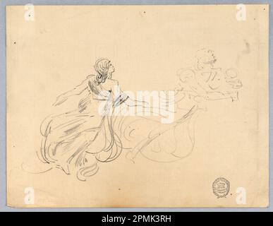 Disegno, schizzo di due figure femminili; Francis Augustus Lathrop (americano, 1849 - 1909); USA; pastello nero su carta crema posata; 18,7 x 24,2 cm (7 3/8 x 9 1/2 poll.); 1914-38-202 Foto Stock