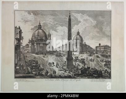 Stampa, Vista di Piazza del Popolo, Roma dalla serie : 'viste di Roma', v. II; Giovanni Battista Piranesi (italiano, 1720-1778); Italia; incisione; 40,0 x 54,3 cm (marchio in lastra), 49,9 x 68,0 cm (carta) Foto Stock