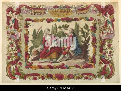 Stampa, gusto, da 'sensi'; Francia; pennello e acquerello, oro su carta; 56,9 x 81,9 cm (22 3/8 x 32 1/4 pollici) Foto Stock