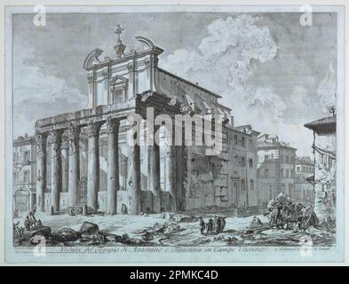 Stampa, Veduta del Tempio di Antonio e Faustina in campo Vaccino; Giovanni Battista Piranesi (italiano, 1720-1778); Italia; incisione; 40,4 x 54,5 cm (linea di lastra) 43,0 x 56,5 cm (carta); Bestest of Erskine Hewitt; 1938-57-144 Foto Stock