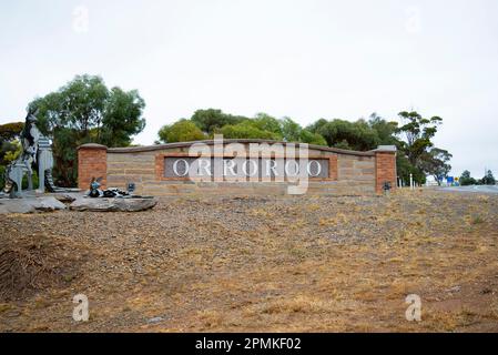 Cartello di benvenuto a Orroroo - South Australia Foto Stock