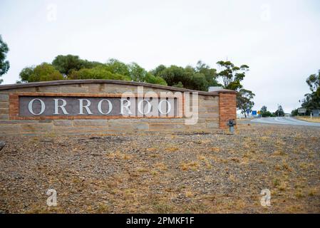 Cartello di benvenuto a Orroroo - South Australia Foto Stock