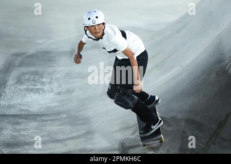 Ibaraki, Giappone. 13th Apr, 2023. Soya Inomata Skateboarding : il 2nd Mynavi Skateboarding Giappone APRE il Parco degli uomini Qualificandosi a Murasaki Park Kasama a Ibaraki, Giappone . Credit: AFLO SPORT/Alamy Live News Foto Stock