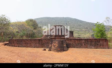 Vista di Maha Stupa, monastero buddista di Udaygiri, Jaipur, Odisha, India. Foto Stock